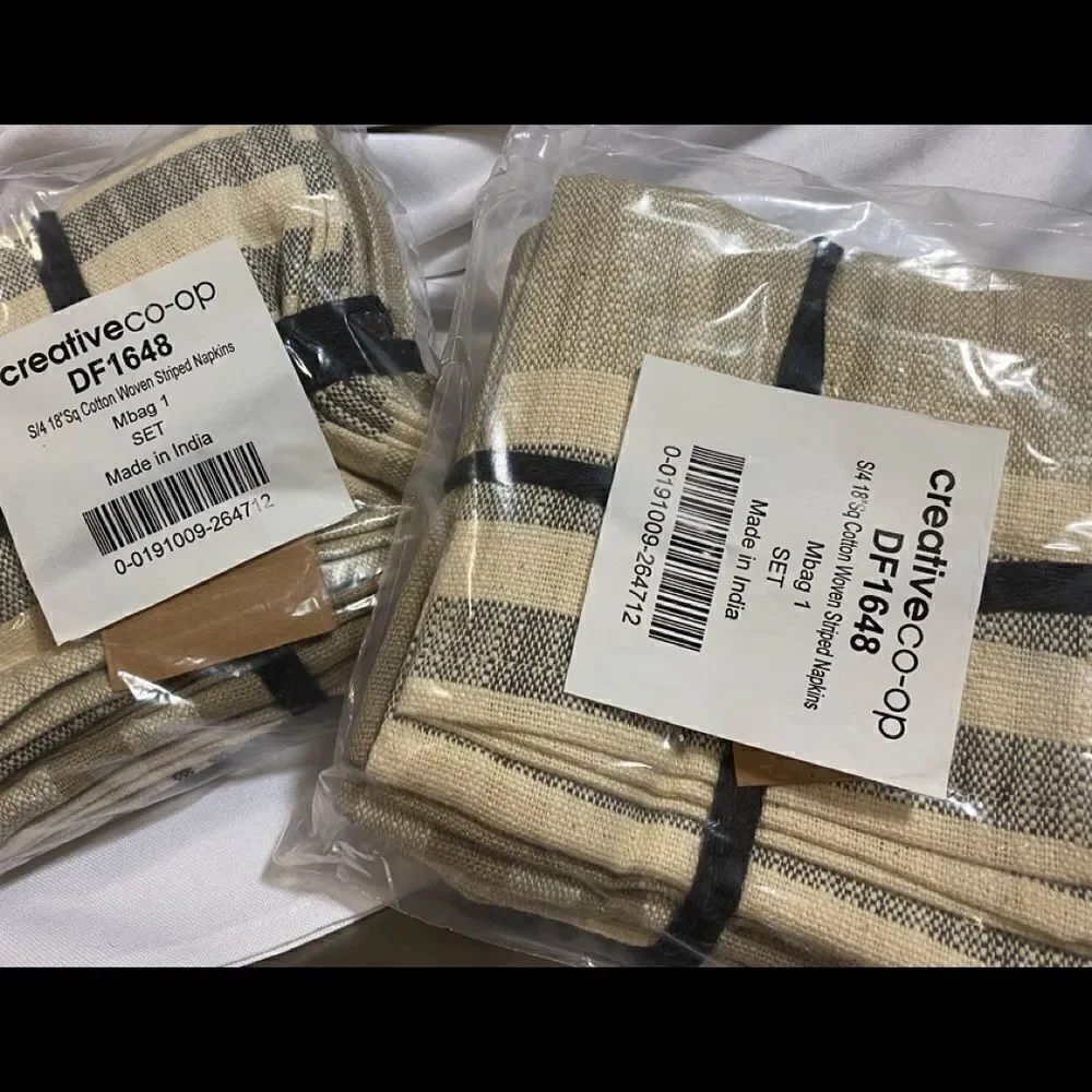 100% Cotton Napkins - NWT Farmhouse charming and trendy beige black